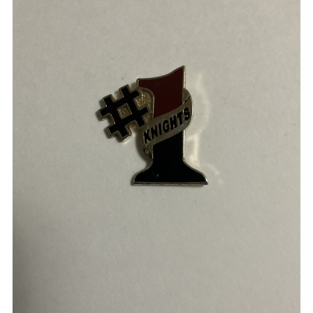 Knights #1 Enamel Pin Brooch Lapel Hat Pinback Tie Tac Black Red Gold Tone